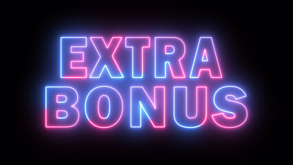 Neon glowing extra bonus text effect illustration