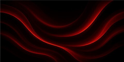 Fototapeta premium Smooth waves of flowing red and black satin fabric create a luxurious and abstract wallpaper design