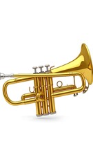 Fototapeta premium Polished brass trumpet instrument isolated on white background.