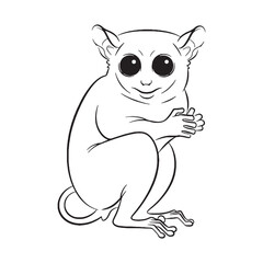 Distinctive Tarsier Line Art – Tarsier Vector Outline Drawing with Unique Animal Shape – Tarsier Drawing – Vector of Tarsier – Tarsier Outline

