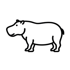 hippopotamus hippo clipart  outline evector icon on white backround.