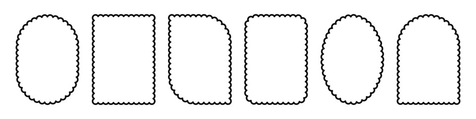 Set of different frame, shape with line scalloped edge vector illustration