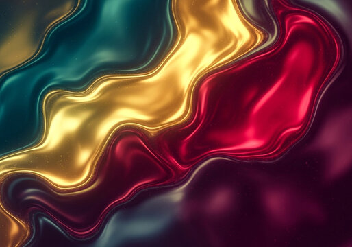 Abstract marbling effect with rich metallic swirls of gold teal and red