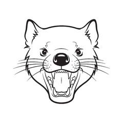 Bold Tasmanian Devil Line Art – Vector Outline Drawing with Defined Facial Expression – Tasmanian Devil Drawing – Vector of Tasmanian Devil – Tasmanian Devil Outline

