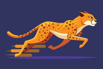 Cheetah running with speed lines on dark blue background