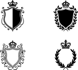 "Royal Emblems: Crowned Shield Silhouettes" vector graphics logo bundle