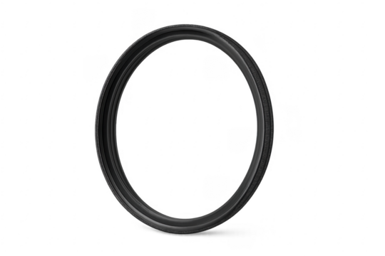 Black circular rubber ring on transparent background