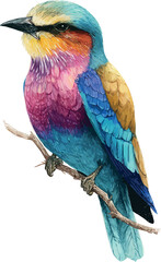 Detailed watercolor artwork of a strikingly colorful bird with vibrant feather patterns - vector illustration