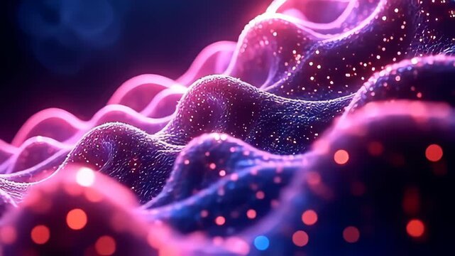 With angstrom glowing metallic backdrop, angstrom serial of natural particle extend same pliable phantasmal wind spiral upward, radiant with strong magenta and galvanising dark hues,