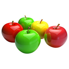 Obraz premium A Colorful Collection of Shiny Apples in Red Green and Yellow Tones Displayed on a Transparent Background