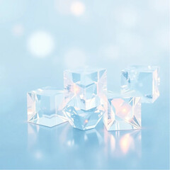 Crystalline geometric cubes icy palette abstract backdrop