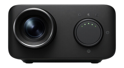 Bluetooth projector featuring a rotating lens mechanism and a soft-touch control dial