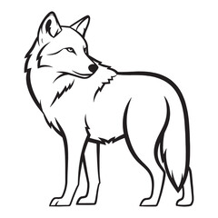Modern Wolf Line Art – Wolf Vector Illustration Stylish Drawing with Minimal Details – Wolf Drawing – Line Art Drawing of Wolf – Wolf Icon

