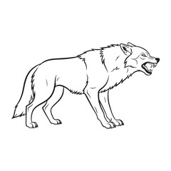 Elegant Wildlife Wolf Line Art – Wolf Vector Illustration Fine Drawing with Clear Contours – Wolf Drawing – Line Art Drawing of Wolf – Wolf Icon

