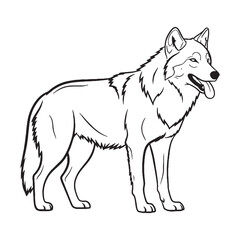 Smooth Wolf Line Art &ndash; Wolf Vector Illustration Clean Drawing with Flowing Lines &ndash; Wolf Drawing &ndash; Line Art Drawing of Wolf &ndash; Wolf Icon

