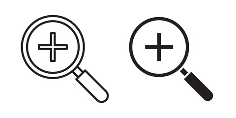 Zoom In Icon Vector illustration Stroke and fill on whtie background.