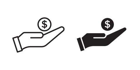 Payment icon Money in hand icon vector for computer, on white background
