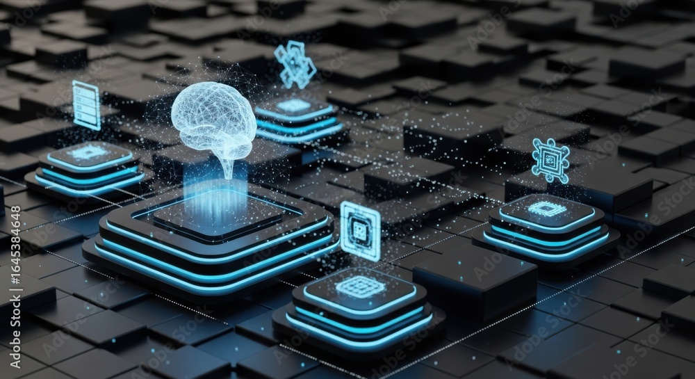 Poster digital brain representing artificial intelligence and technology