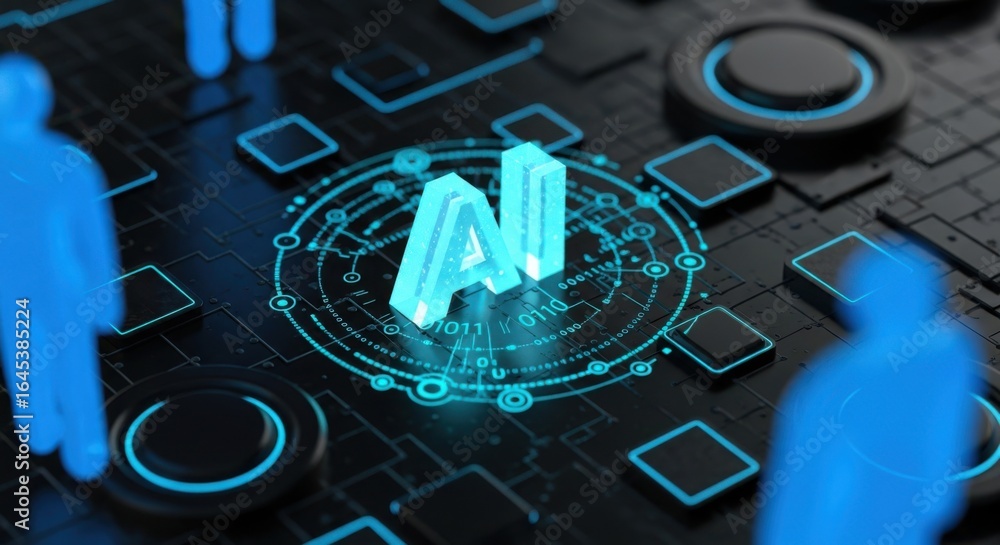 Poster ai artificial intelligence technology with futuristic digital circuit