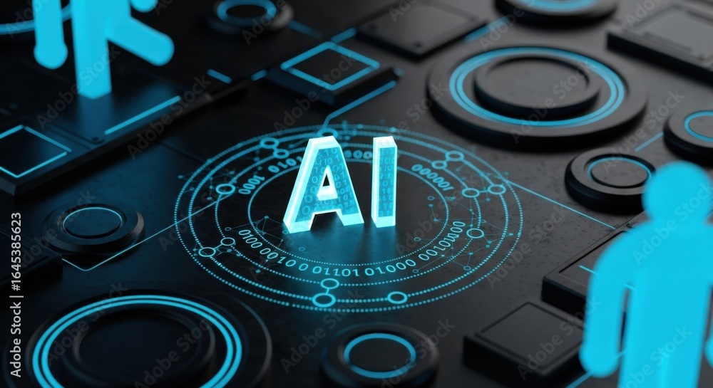 Poster ai artificial intelligence technology with futuristic digital circuit