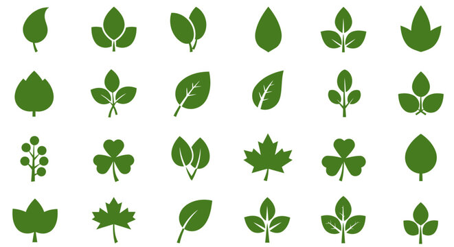 Green Leaf Icon Set