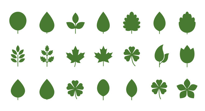 Green Leaf Icon Set