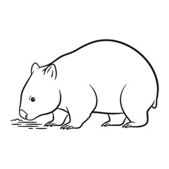 Australian Wombat Line Art – Wombat Vector Outline Drawing with Rounded Silhouette – Wombat Drawing – Vector of Wombat – Wombat Outline

