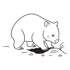 Detailed Wombat Line Art – Wombat Vector Outline Drawing with Short Sturdy Build – Wombat Drawing – Vector of Wombat – Wombat Outline

