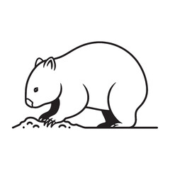 Clean Wombat Line Art – Wombat Vector Illustration Minimal Drawing with Rounded Face – Wombat Drawing – Line Art Drawing of Wombat – Wombat Icon

