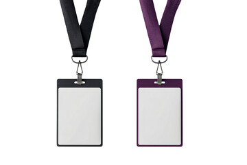 Two blank ID badge holders with lanyards for access