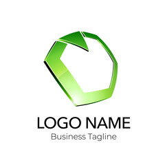 Logo Abstract 3D Metallic Green Vector Design