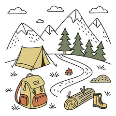 set of nature adventure icons
