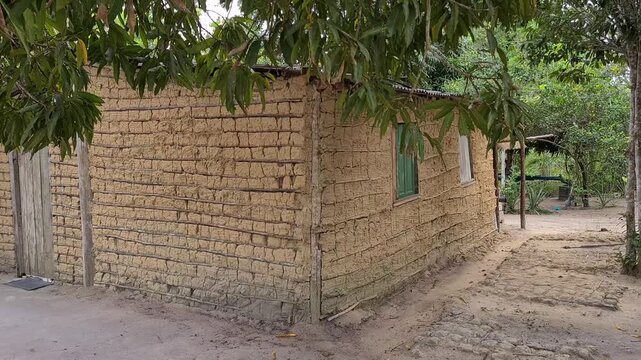 A wattle and daub house in the interior of Brazil