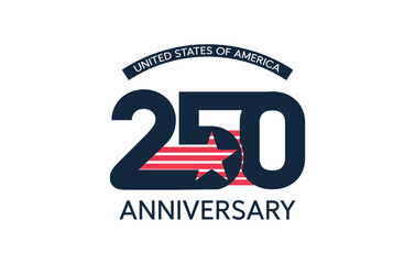 America 250 Anniversary Logo 1776 to 2026 Vector Design. Patriotic emblem suitable for Independence Day celebrations, commemorative events, and national branding.
