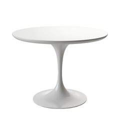 Modern white tulip table isolated against a transparent background in a minimalist studio
