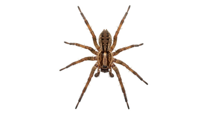 A brown spider with eight legs isolated on transparent background