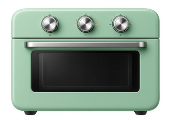 Obraz premium Retro-style digital oven in pastel green with rotary dials and LED indicators