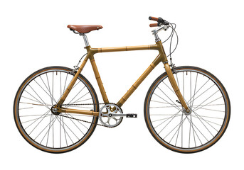 Fototapeta premium Handcrafted bamboo bicycle with leather seat and natural eco-friendly design isolated on transparent background