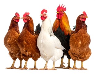 Fototapeta premium Group of diverse farm fowl
