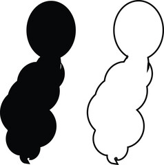 Black hairstyle icon set, hair silhouette collection, braid and ponytail vector group, haircut and fashion symbol bundle, female hair pictogram pack in flat and line style for beauty and salon design