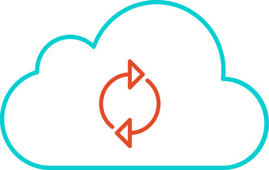 Cloud  Synchronize In Outline Icon