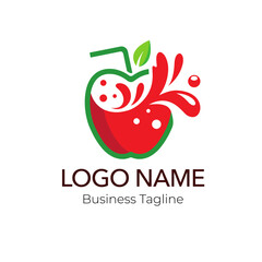 Logo Apple Juice Drink Beverage Design Vector Template