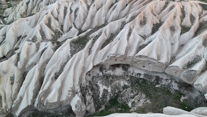 Aerial View of Unique Rock Formations and Fairy Chimneys in Cappadocia, Turkey