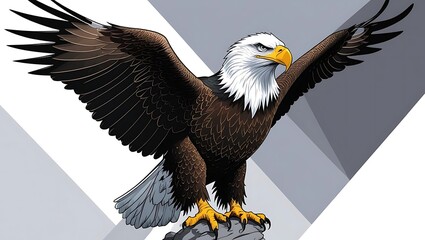 A Powerful Bald Eagle with Wings Spread Wide