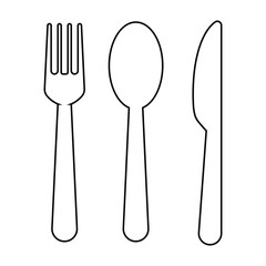 Fork, knife, plate and spoon. Menu symbol. Restaurant icon. Food, plate, fork, knife, spoon, cutlery icon set.