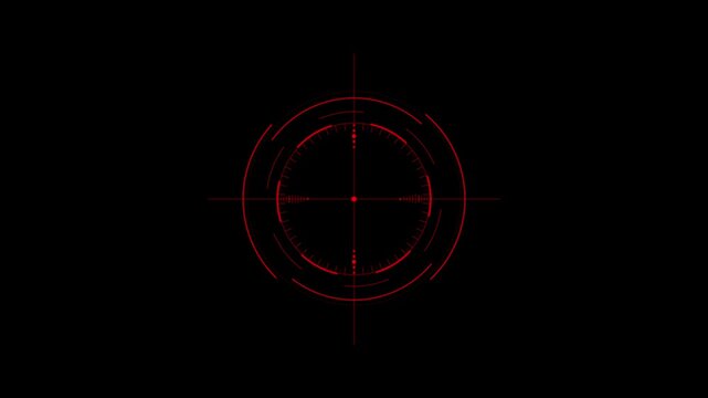 Futuristic Red Digital Crosshair Targeting System H U D Interface Element with Precision Grid and Glowing Circles on Black Background Sci Fi Technology Concept