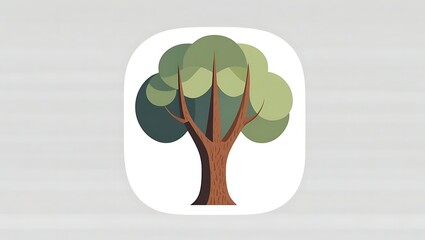 A Cartoon Tree with a Round Green Top in a Circle Frame
