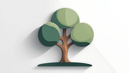 A Minimalist Tree with a Simple Trunk and Round Leaves