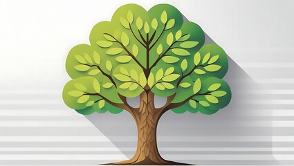 A Detailed Green Leafy Tree Isolated on a White Background
