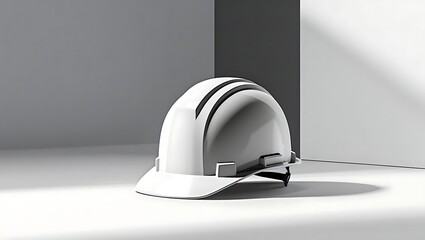 A Clean White Safety Helmet on a Simple Background